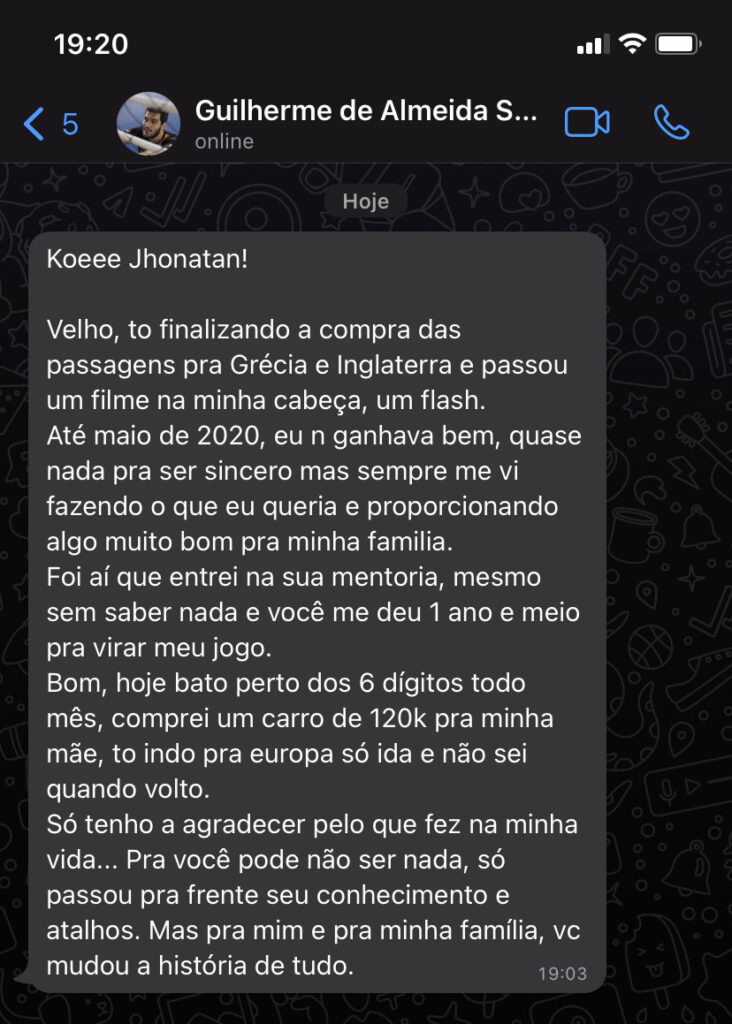 Depoimento real de aluno